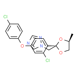 ChemSpider 2D Image | 1-({(2R,4S)-2-[2-Chloro-4-(4-chlorophenoxy)phenyl]-4-methyl-1,3-dioxolan-2-yl}methyl)-1H-1,2,4-triazole | C19H17Cl2N3O3