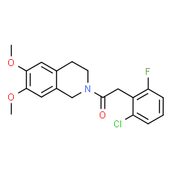 ChemSpider 2D Image | 2-(2-Chloro-6-fluorophenyl)-1-(6,7-dimethoxy-3,4-dihydro-2(1H)-isoquinolinyl)ethanone | C19H19ClFNO3