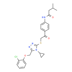 ChemSpider 2D Image | N-{4-[({5-[(2-Chlorophenoxy)methyl]-4-cyclopropyl-4H-1,2,4-triazol-3-yl}sulfanyl)acetyl]phenyl}-3-methylbutanamide | C25H27ClN4O3S