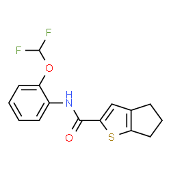 ChemSpider 2D Image | N-[2-(Difluoromethoxy)phenyl]-5,6-dihydro-4H-cyclopenta[b]thiophene-2-carboxamide | C15H13F2NO2S