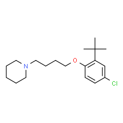 ChemSpider 2D Image | 1-{4-[4-Chloro-2-(2-methyl-2-propanyl)phenoxy]butyl}piperidine | C19H30ClNO