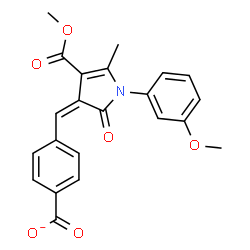 ChemSpider 2D Image | 4-{(Z)-[4-(Methoxycarbonyl)-1-(3-methoxyphenyl)-5-methyl-2-oxo-1,2-dihydro-3H-pyrrol-3-ylidene]methyl}benzoate | C22H18NO6