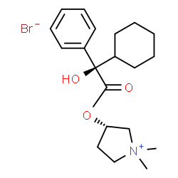 ChemSpider 2D Image | (3S)-3-{[(2R)-2-Cyclohexyl-2-hydroxy-2-phenylacetyl]oxy}-1,1-dimethylpyrrolidinium bromide | C20H30BrNO3