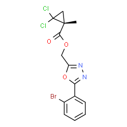 ChemSpider 2D Image | [5-(2-Bromophenyl)-1,3,4-oxadiazol-2-yl]methyl (1R)-2,2-dichloro-1-methylcyclopropanecarboxylate | C14H11BrCl2N2O3