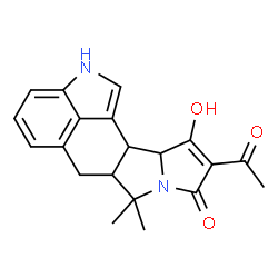 ChemSpider 2D Image | 10-Acetyl-11-hydroxy-7,7-dimethyl-2,6,6a,7,11a,11b-hexahydro-9H-pyrrolo[1',2':2,3]isoindolo[4,5,6-cd]indol-9-one | C20H20N2O3