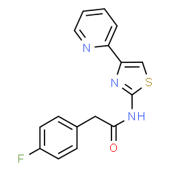ChemSpider 2D Image | 2-(4-Fluorophenyl)-N-[4-(2-pyridinyl)-1,3-thiazol-2-yl]acetamide | C16H12FN3OS