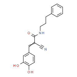 ChemSpider 2D Image | 2-Cyano-3-(3,4-dihydroxyphenyl)-N-(3-phenylpropyl)acrylamide | C19H18N2O3