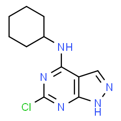 ChemSpider 2D Image | 6-Chloro-N-cyclohexyl-1H-pyrazolo[3,4-d]pyrimidin-4-amine | C11H14ClN5