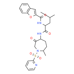 ChemSpider 2D Image | N-(4-Methyl-1-{[7-methyl-3-oxo-1-(2-pyridinylsulfonyl)-4-azepanyl]amino}-1-oxo-2-pentanyl)-1-benzofuran-2-carboxamide | C27H32N4O6S