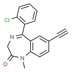 ChemSpider 2D Image | 5-(2-Chlorophenyl)-7-ethynyl-1-methyl-1,3-dihydro-2H-1,4-benzodiazepin-2-one | C18H13ClN2O