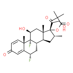 ChemSpider 2D Image | (6alpha,11beta,16alpha)-6,9-Difluoro-11,21-dihydroxy-16-methyl-3,20-dioxopregna-1,4-dien-17-yl pivalate | C27H36F2O6