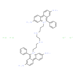 ChemSpider 2D Image | 5,5'-(Ethylenebis(iminotrimethylene))bis(3,8-diamino-6-phenylphenanthridinium) dichloride dihydrochloride | C46H50Cl4N8