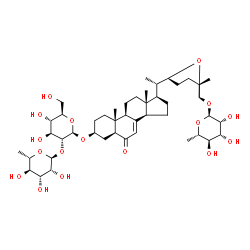 ChemSpider 2D Image | (3beta,5alpha,22S,25R,26S)-26-[(6-Deoxy-alpha-L-mannopyranosyl)oxy]-6-oxo-22,26-epoxycholest-7-en-3-yl 2-O-(6-deoxy-alpha-L-mannopyranosyl)-beta-D-glucopyranoside | C45H72O17