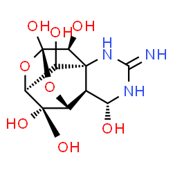 ChemSpider 2D Image | (1R,5R,6R,7R,9S,11S,12S,13S)-3-Imino-8,10-dioxa-2,4-diazatetracyclo[7.3.1.1~7,11~.0~1,6~]tetradecane-5,9,12,13,14,14-hexol | C10H15N3O8