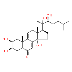 ChemSpider 2D Image | (2beta,3beta,5beta,22R)-2,3,14,20,22-Pentahydroxycholesta-7,9(11)-dien-6-one | C27H42O6