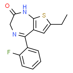 ChemSpider 2D Image | 7-Ethyl-5-(2-fluorophenyl)-1,3-dihydro-2H-thieno[2,3-e][1,4]diazepin-2-one | C15H13FN2OS