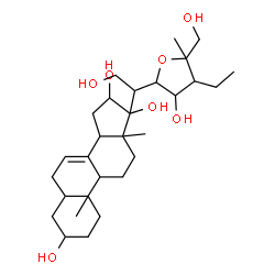 ChemSpider 2D Image | 21,23-Dihydroxy-22,25-epoxystigmast-7-ene-3,16,17,26-tetrol | C29H48O7