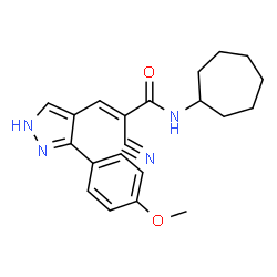 ChemSpider 2D Image | 2-cyano-N-cycloheptyl-3-[3-(4-methoxyphenyl)-1H-pyrazol-4-yl]acrylamide | C21H24N4O2