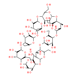 ChemSpider 2D Image | (1S,3R,6S,8R,11S,13R,16S,18R,21S,23R,26S,28R,31S,33R,36S,38R,41R,43R,45R,47R,49R,51R,53R,55R)-5,10,15,20,25,30,35,40-Octakis(hydroxymethyl)-2,4,7,9,12,14,17,19,22,24,27,29,32,34,37,39-hexadecaoxanonac
yclo[36.2.2.2~3,6~.2~8,11~.2~13,16~.2~18,21~.2~23,26~.2~28,31~.2~33,36~]hexapentacontane-41,42,43,44,45,46,47,48,49,50,51,52,53,54,55,56-hexadecol | C48H80O40