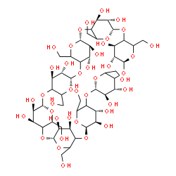ChemSpider 2D Image | (3R,8R,13S,18S,23S,28R,33S,38S,41R,42S,43R,44R,45R,46R,47R,48R,49R,50R,51R,52R,53R,54R,55R,56S)-5,10,15,20,25,30,35,40-Octakis(hydroxymethyl)-2,4,7,9,12,14,17,19,22,24,27,29,32,34,37,39-hexadecaoxanon
acyclo[36.2.2.2~3,6~.2~8,11~.2~13,16~.2~18,21~.2~23,26~.2~28,31~.2~33,36~]hexapentacontane-41,42,43,44,45,46,47,48,49,50,51,52,53,54,55,56-hexadecol | C48H80O40