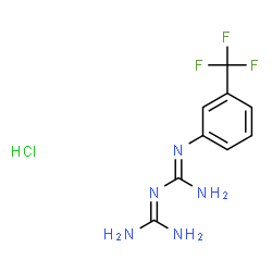 ChemSpider 2D Image | 1-(Diaminomethylene)-2-[3-(trifluoromethyl)phenyl]guanidine hydrochloride (1:1) | C9H11ClF3N5