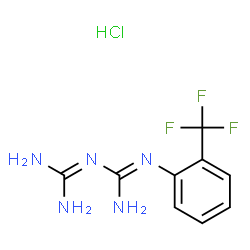ChemSpider 2D Image | ({imino[2-(trifluoromethyl)anilino]methyl}amino)methanimidamide hydrochloride | C9H11ClF3N5