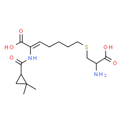 ChemSpider 2D Image | 7-((2-Amino-2-carboxyethyl)thio)-2-(((2,2-dimethylcyclopropyl)carbonyl)amino)-2-heptenoic acid | C16H26N2O5S