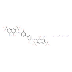 ChemSpider 2D Image | Tetrasodium 3,3'-[(3,3'-dimethoxy-4,4'-biphenyldiyl)di(E)-2,1-diazenediyl]bis(5-amino-4-hydroxy-2,7-naphthalenedisulfonate) | C34H24N6Na4O16S4