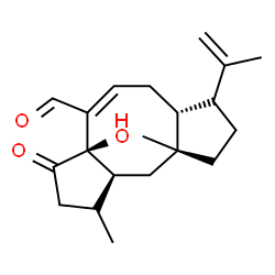 ChemSpider 2D Image | (1R,3aR,4E,6aR,7S,9aR,10aS)-3a-Hydroxy-7-isopropenyl-1,9a-dimethyl-3-oxo-1,2,3,3a,6,6a,7,8,9,9a,10,10a-dodecahydrodicyclopenta[a,d][8]annulene-4-carbaldehyde | C20H28O3