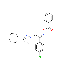 ChemSpider 2D Image | [({1-(4-Chlorophenyl)-2-[5-(4-morpholinyl)-2H-tetrazol-2-yl]ethylidene}amino)oxy][4-(2-methyl-2-propanyl)phenyl]methanone | C24H27ClN6O3