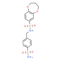 ChemSpider 2D Image | N-(4-Sulfamoylbenzyl)-3,4-dihydro-2H-1,5-benzodioxepine-7-sulfonamide | C16H18N2O6S2