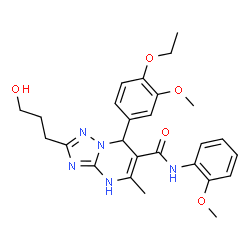 ChemSpider 2D Image | 7-(4-Ethoxy-3-methoxyphenyl)-2-(3-hydroxypropyl)-N-(2-methoxyphenyl)-5-methyl-1,7-dihydro[1,2,4]triazolo[1,5-a]pyrimidine-6-carboxamide | C26H31N5O5