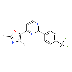 ChemSpider 2D Image | 2,4-dimethyl-5-{2-[4-(trifluoromethyl)phenyl]pyrimidin-4-yl}-1,3-oxazole | C16H12F3N3O