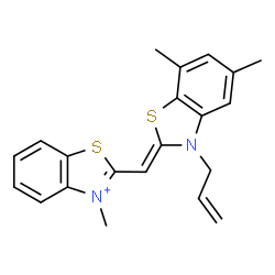 ChemSpider 2D Image | 2-[(Z)-(3-Allyl-5,7-dimethyl-1,3-benzothiazol-2(3H)-ylidene)methyl]-3-methyl-1,3-benzothiazol-3-ium | C21H21N2S2