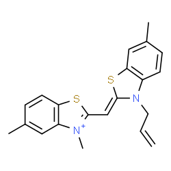 ChemSpider 2D Image | 2-[(Z)-(3-Allyl-6-methyl-1,3-benzothiazol-2(3H)-ylidene)methyl]-3,5-dimethyl-1,3-benzothiazol-3-ium | C21H21N2S2