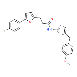 ChemSpider 2D Image | 3-[5-(4-Fluorophenyl)-2-furyl]-N-[5-(4-methoxybenzyl)-1,3-thiazol-2-yl]propanamide | C24H21FN2O3S