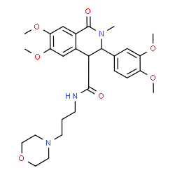 ChemSpider 2D Image | 3-(3,4-Dimethoxyphenyl)-6,7-dimethoxy-2-methyl-N-[3-(4-morpholinyl)propyl]-1-oxo-1,2,3,4-tetrahydro-4-isoquinolinecarboxamide | C28H37N3O7