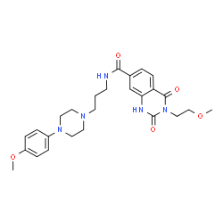 ChemSpider 2D Image | 3-(2-Methoxyethyl)-N-{3-[4-(4-methoxyphenyl)-1-piperazinyl]propyl}-2,4-dioxo-1,2,3,4-tetrahydro-7-quinazolinecarboxamide | C26H33N5O5