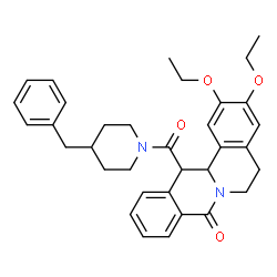 ChemSpider 2D Image | 13-[(4-Benzyl-1-piperidinyl)carbonyl]-2,3-diethoxy-5,6,13,13a-tetrahydro-8H-isoquinolino[3,2-a]isoquinolin-8-one | C34H38N2O4