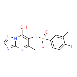 ChemSpider 2D Image | 4-Fluoro-N-(7-hydroxy-5-methyl[1,2,4]triazolo[1,5-a]pyrimidin-6-yl)-3-methylbenzenesulfonamide | C13H12FN5O3S