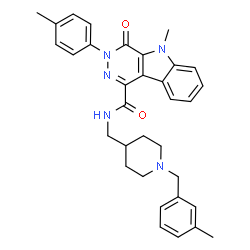 ChemSpider 2D Image | 5-Methyl-N-{[1-(3-methylbenzyl)-4-piperidinyl]methyl}-3-(4-methylphenyl)-4-oxo-4,5-dihydro-3H-pyridazino[4,5-b]indole-1-carboxamide | C33H35N5O2
