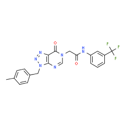 ChemSpider 2D Image | 2-[3-(4-Methylbenzyl)-7-oxo-3,7-dihydro-6H-[1,2,3]triazolo[4,5-d]pyrimidin-6-yl]-N-[3-(trifluoromethyl)phenyl]acetamide | C21H17F3N6O2