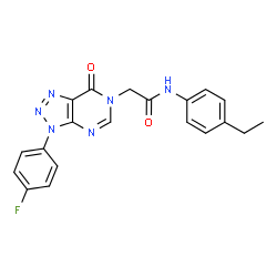 ChemSpider 2D Image | N-(4-Ethylphenyl)-2-[3-(4-fluorophenyl)-7-oxo-3,7-dihydro-6H-[1,2,3]triazolo[4,5-d]pyrimidin-6-yl]acetamide | C20H17FN6O2