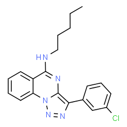 ChemSpider 2D Image | 3-(3-Chlorophenyl)-N-pentyl[1,2,3]triazolo[1,5-a]quinazolin-5-amine | C20H20ClN5