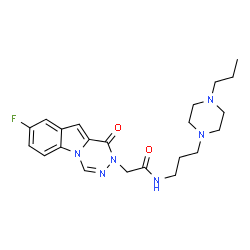 ChemSpider 2D Image | 2-(8-Fluoro-1-oxo[1,2,4]triazino[4,5-a]indol-2(1H)-yl)-N-[3-(4-propyl-1-piperazinyl)propyl]acetamide | C22H29FN6O2