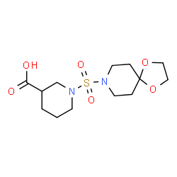 ChemSpider 2D Image | 1-(1,4-Dioxa-8-azaspiro[4.5]dec-8-ylsulfonyl)-3-piperidinecarboxylic acid | C13H22N2O6S