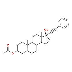 ChemSpider 2D Image | (8xi,9xi,10xi,13xi,14xi,17alpha)-17-Hydroxy-21-phenylpregn-20-yn-3-yl acetate | C29H38O3