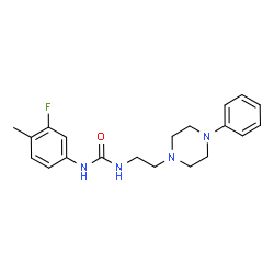 ChemSpider 2D Image | 1-(3-Fluoro-4-methylphenyl)-3-[2-(4-phenyl-1-piperazinyl)ethyl]urea | C20H25FN4O