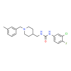ChemSpider 2D Image | 1-(3-Chloro-4-fluorophenyl)-3-{[1-(3-methylbenzyl)-4-piperidinyl]methyl}urea | C21H25ClFN3O