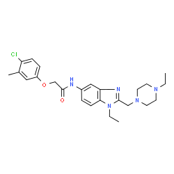ChemSpider 2D Image | 2-(4-Chloro-3-methylphenoxy)-N-{1-ethyl-2-[(4-ethyl-1-piperazinyl)methyl]-1H-benzimidazol-5-yl}acetamide | C25H32ClN5O2